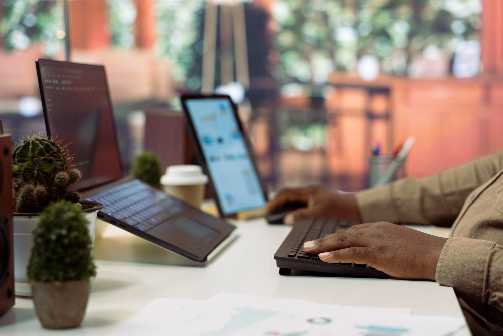 A modern developer workspace illustrating how to choose the right SaaS development partner for your software build.