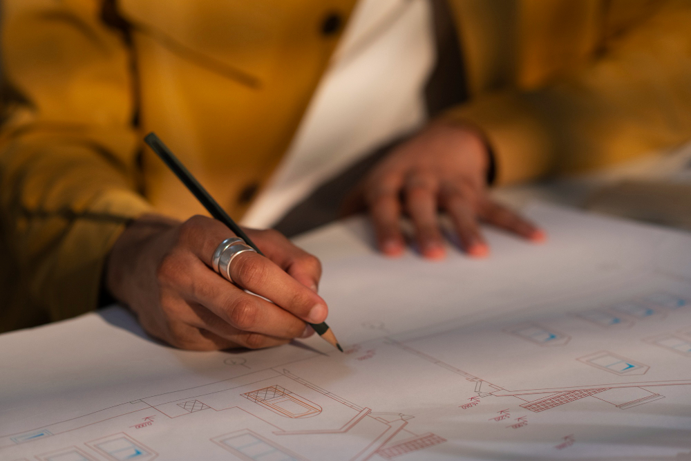 An overhead photo of a founder mapping out user flows on a clean wooden table, illustrating how to define mvp scope for a new software product.